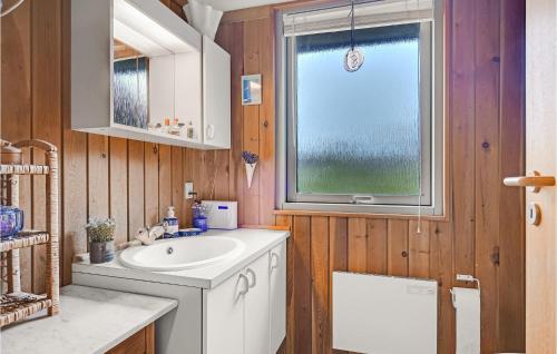 baño con lavabo y ventana en Lovely Home In Faaborg With House Sea View, en Faaborg