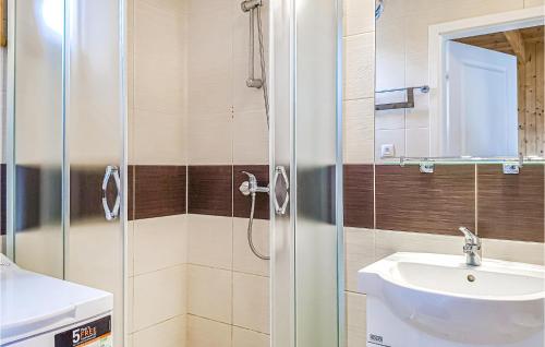a bathroom with a shower and a sink at Stunning Home In Sianozety With Wifi in Sianozety