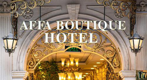 a sign that says aeria boutique hotel above a store door at Affa Boutique Hotel in Hanoi