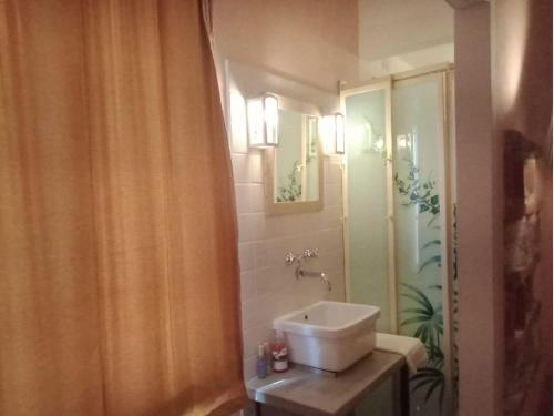 ein Bad mit einem Waschbecken und einer Dusche in der Unterkunft Attractive apartment in Castiglione del Lago with pool in Castiglione del Lago