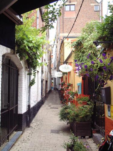 an alley with flowers and plants on the side of a building at Best Western Hotel Wavre in Wavre
