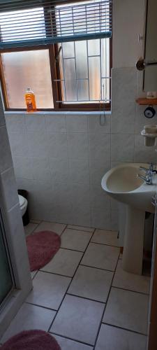 a bathroom with a sink and a toilet at Whispering Gardens in Stilbaai