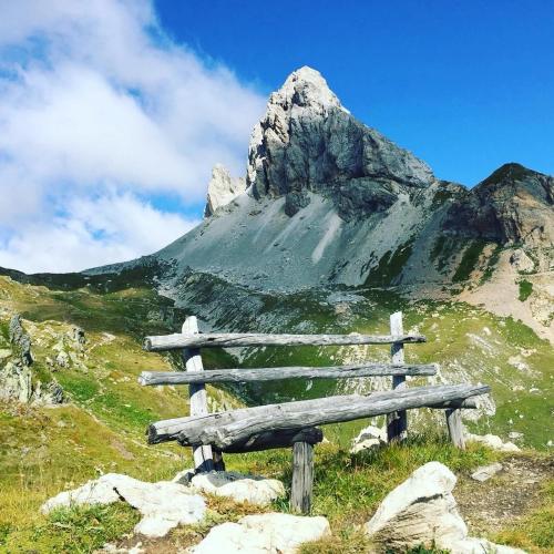 a bench on the side of a mountain at Haus Enzian Apartments in Kartitsch