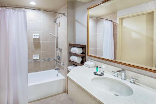 a bathroom with a sink and a tub and a shower at Sheraton Music City Nashville Airport in Nashville