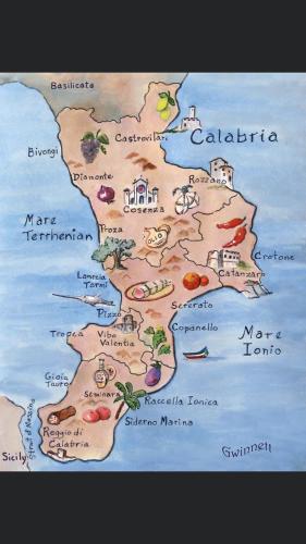 una mappa della calabria di Tiramisù a Casa Francesi