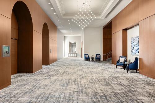 an empty hallway with chairs and a ceiling at Boston Marriott Long Wharf in Boston