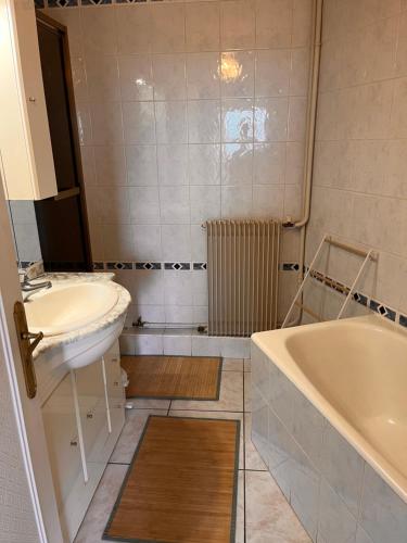 W łazience znajduje się umywalka i wanna. w obiekcie Appartement lumineux centre ville w mieście Châteauroux