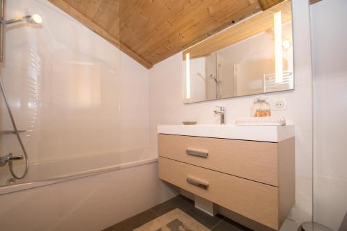 y baño con lavabo y ducha. en Chalet Panorama, en Chamonix-Mont-Blanc