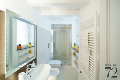 a bathroom with a sink and a toilet and a shower at Habitat 72 in Enna