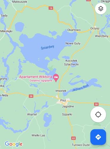 a map of württemberg with a red marker at Apartameny Wiktoria i Nikola w Karwiku in Pisz