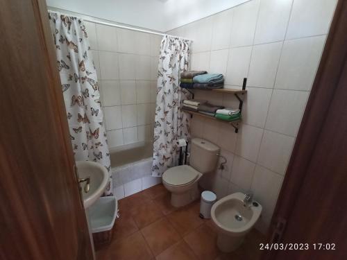 La petite salle de bains est pourvue de toilettes et d'un lavabo. dans l'établissement Casa Magali, à Tacoronte