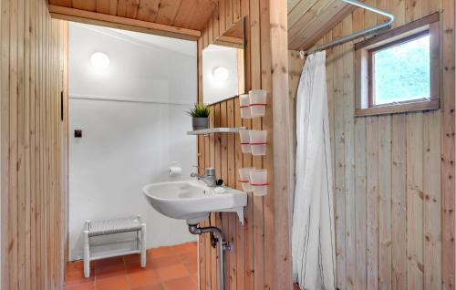 y baño con lavabo y ducha. en Beautiful Home In Vig With Wifi, en Vig