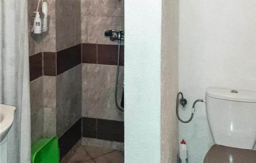 a bathroom with a shower with a toilet in it at 1 Bedroom Amazing Home In Policko 