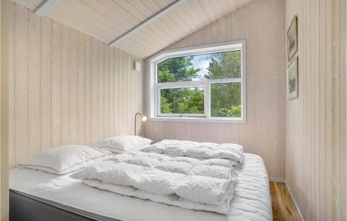 een slaapkamer met een groot wit bed en een raam bij Awesome Home In Rrvig With Kitchen in Rørvig