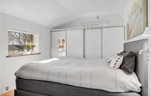 een slaapkamer met een groot bed en 2 ramen bij Beautiful Home In Gilleleje With Wifi in Gilleleje
