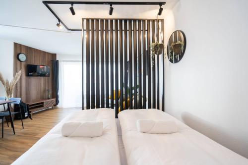 Postel nebo postele na pokoji v ubytování NEW - Apartment - Augsburg - Universitätsklinikum