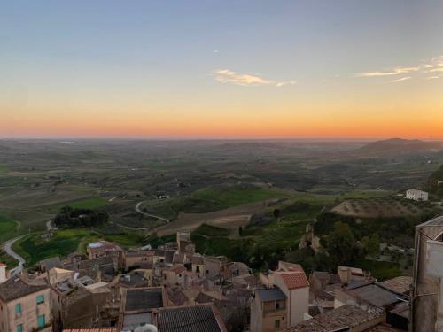 an aerial view of a town at sunset at B&B Conte Umberto Salemi in Salemi