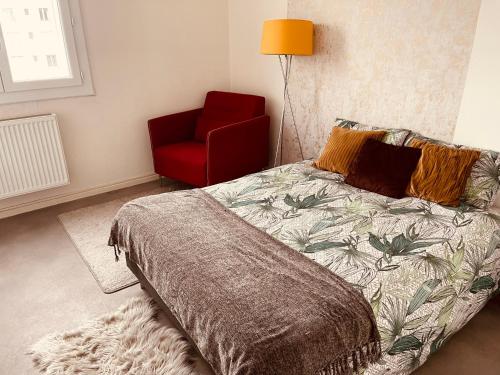 Superbe appartement centre Montluçon, proche hôpital tesisinde bir odada yatak veya yataklar