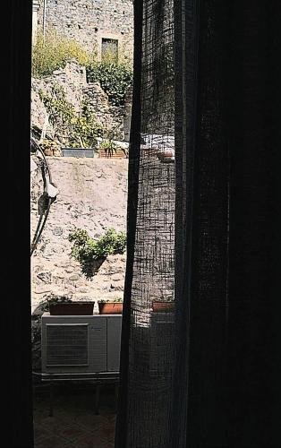 a view of a window with a plant at affittacamere la loggia in Levanto