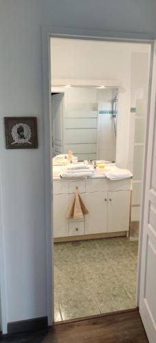 a bathroom with a sink and a mirror at Ocalm in Longjumeau