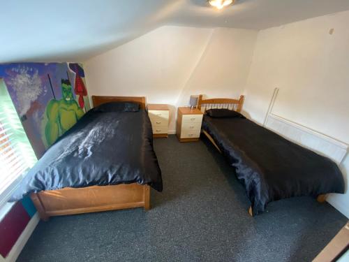 two twin beds in a room with at Southgate Lodge - Single/Twin, Double and Family rooms in King's Lynn