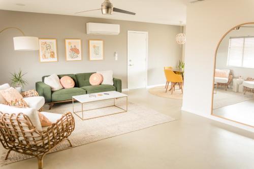 A seating area at Cheerful 2bedroom home with hot tub and cowboy pool in Joshua Tree