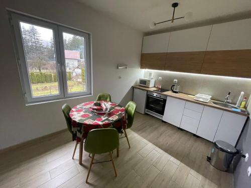 cocina con mesa y sillas en una habitación en Apartman Irvas Kolasin, en Kolašin