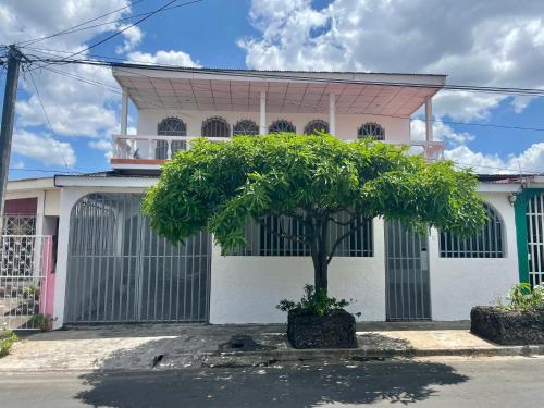 a building with a tree in front of it at Casa Robles - Your Stay Near Airport in Managua