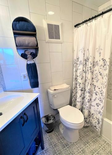 a bathroom with a toilet and a sink at Our Place in the Smokies in Gatlinburg