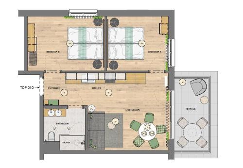 a floor plan of a house at HOMEBOUND APARTMENTS Bad Goisern - contactless check-in in Bad Goisern
