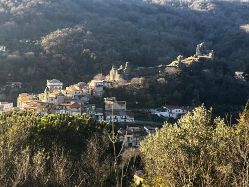 a town on top of a hill with a castle at Wanderlust Guesthouse in Lamezia Terme