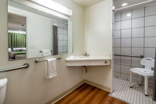 a bathroom with a sink and a mirror at Motel 6 Clarkston WA in Clarkston