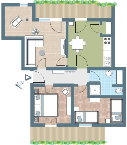 a floor plan of a house at Wiefarn Apartments - Ferienwohnungen in Bad Wiessee am Tegernsee in Bad Wiessee