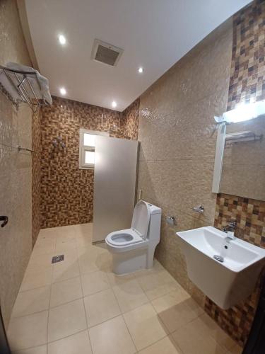 リヤドにあるشقق طلائع الدانه للوحدات السكنية المفروشةのバスルーム(トイレ、洗面台付)