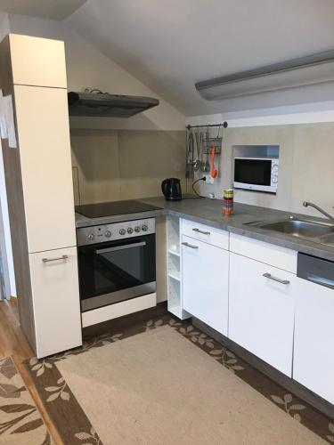Kuchyň nebo kuchyňský kout v ubytování Ferienwohnung in Wiesent-gerne Handwerker/Monteure