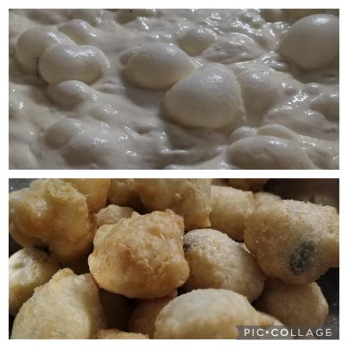 two pictures of a pile of food with a bowl of gravy at Hotel Colibrì in Alessano