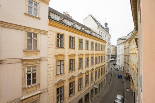 a view of a street in a city with buildings at Central living - Stephansdom Apartments in Vienna