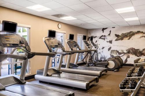 a row of treadmills in a gym at Residence Inn by Marriott Bloomington in Bloomington