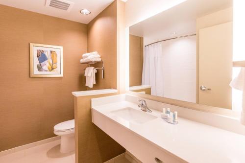 a bathroom with a sink and a toilet at Fairfield Inn & Suites by Marriott Atlanta Acworth in Acworth