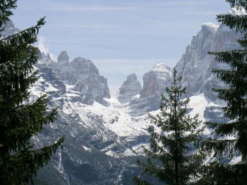 a view of a mountain with snow on it at Campiglio Bilocale Dolomiti in Madonna di Campiglio