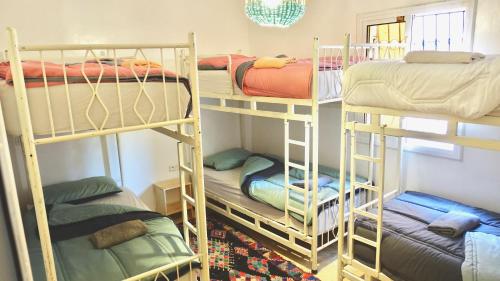 a room with four bunk beds in a room at Cozy Surf House in Taghazout