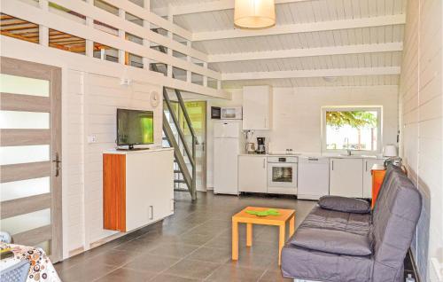 a living room with a couch and a tv at Beautiful Home In Mscice With Kitchen in Mścice