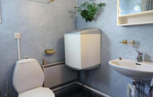 uma casa de banho com um WC e um lavatório em Cozy Home In Gullabo With Kitchen em Gullabo