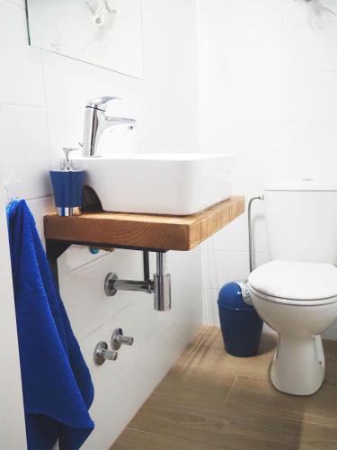 a bathroom with a sink and a toilet at Hogar acogedor en Trujillo in Trujillo