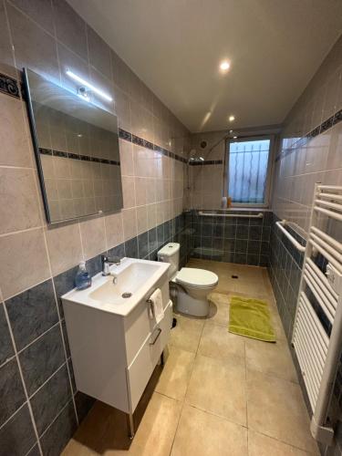 een badkamer met een wastafel en een toilet bij Gasperi in Brive-la-Gaillarde
