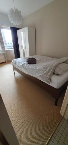 1 cama grande en una habitación con en Cosy apartment near the beach and city center, en Ostende