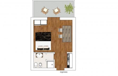 a drawing of a floor plan of a house at Monolocale a Grado in Grado