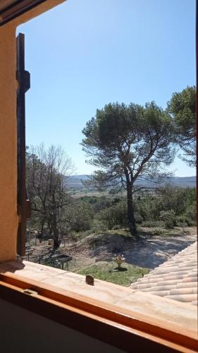 a view of a tree from a window at Les Cigales in Villelaure