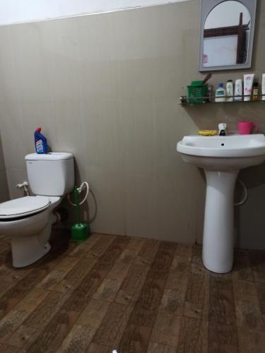 a bathroom with a toilet and a sink at Seaface Rest Homestay in Hambantota