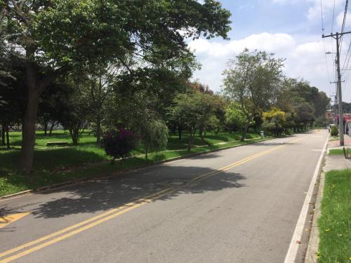 an empty street in a park with trees at Apartaestudio tipo cabaña in Bogotá